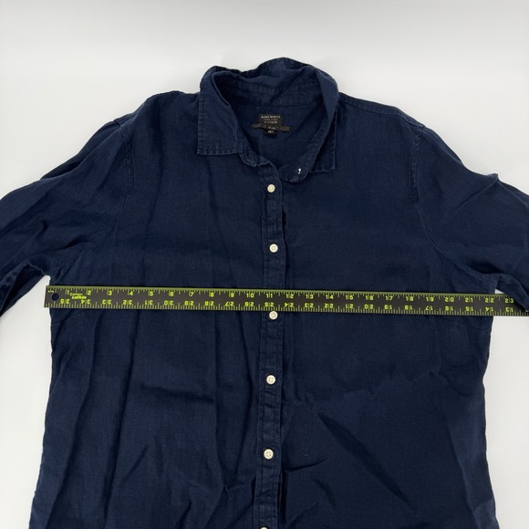 J. Crew Wren Slim Shirt in Baird McNutt 100% Irish Linen Navy Blue Size 16T - Picture 7 of 9